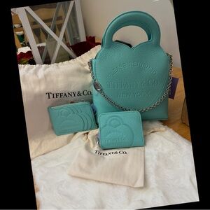 Tiffany & Co. Mini Pebbled Leather Tote and Wallets in Tiffany Blue